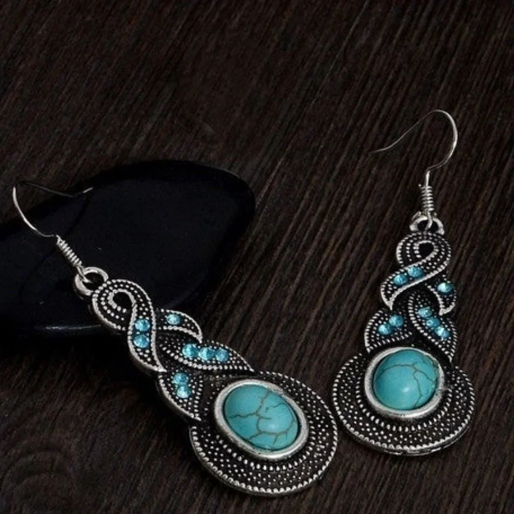 NWOT Trendy Synthetic Turquoise Long Earrings